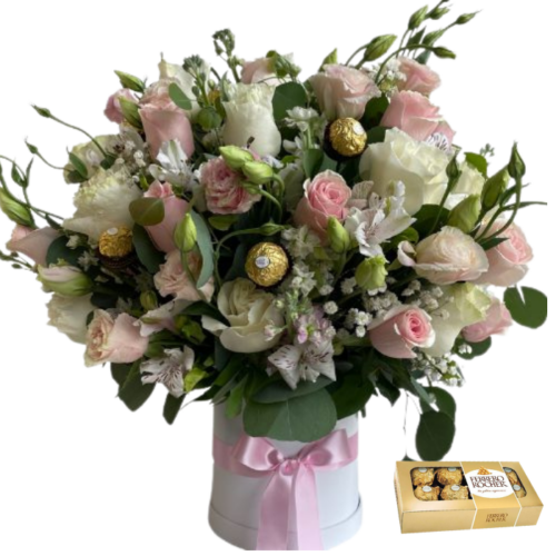 Box Sweet Love Exquisite - Box Multifloral de Rosas y Chocolates Ferrero Rocher