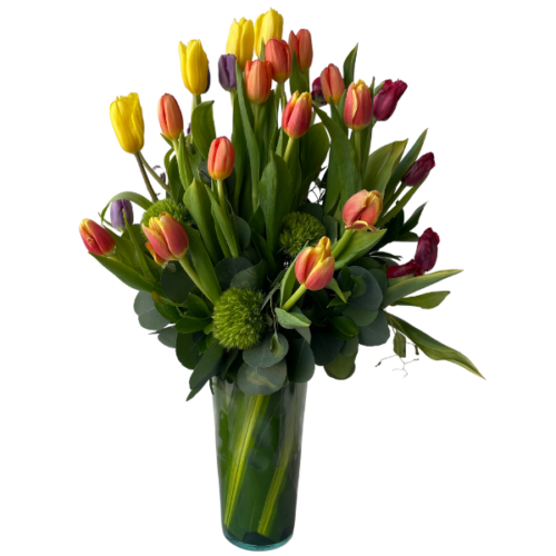Arreglo floral de Tulipanes en florero