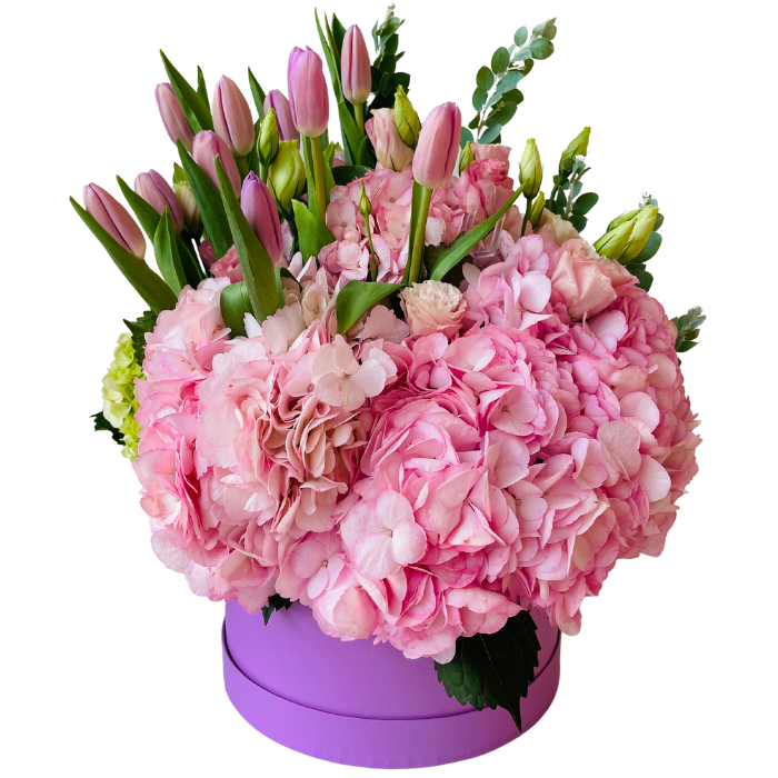 Ensueño - Box de Tulipanes y Hortensias.