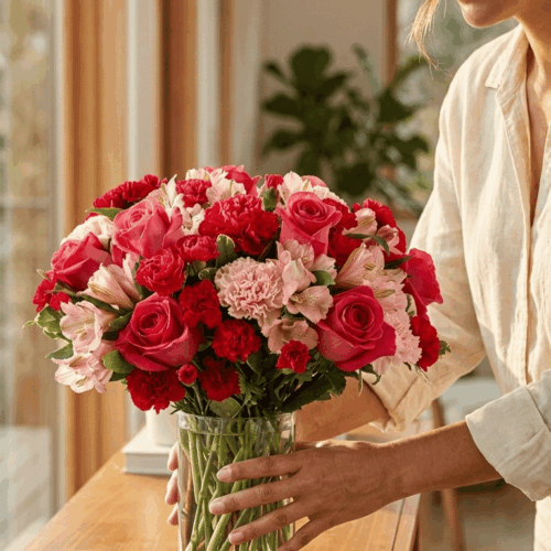 ERES PRECIOSA - Ramillete Multifloral de Rosas, Claveles y Clavellinas.