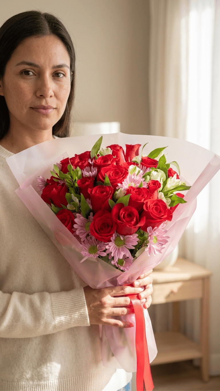 ROSAS ROJAS Y FOLLAJE - Enviar Ramo Latam - Imagen 2